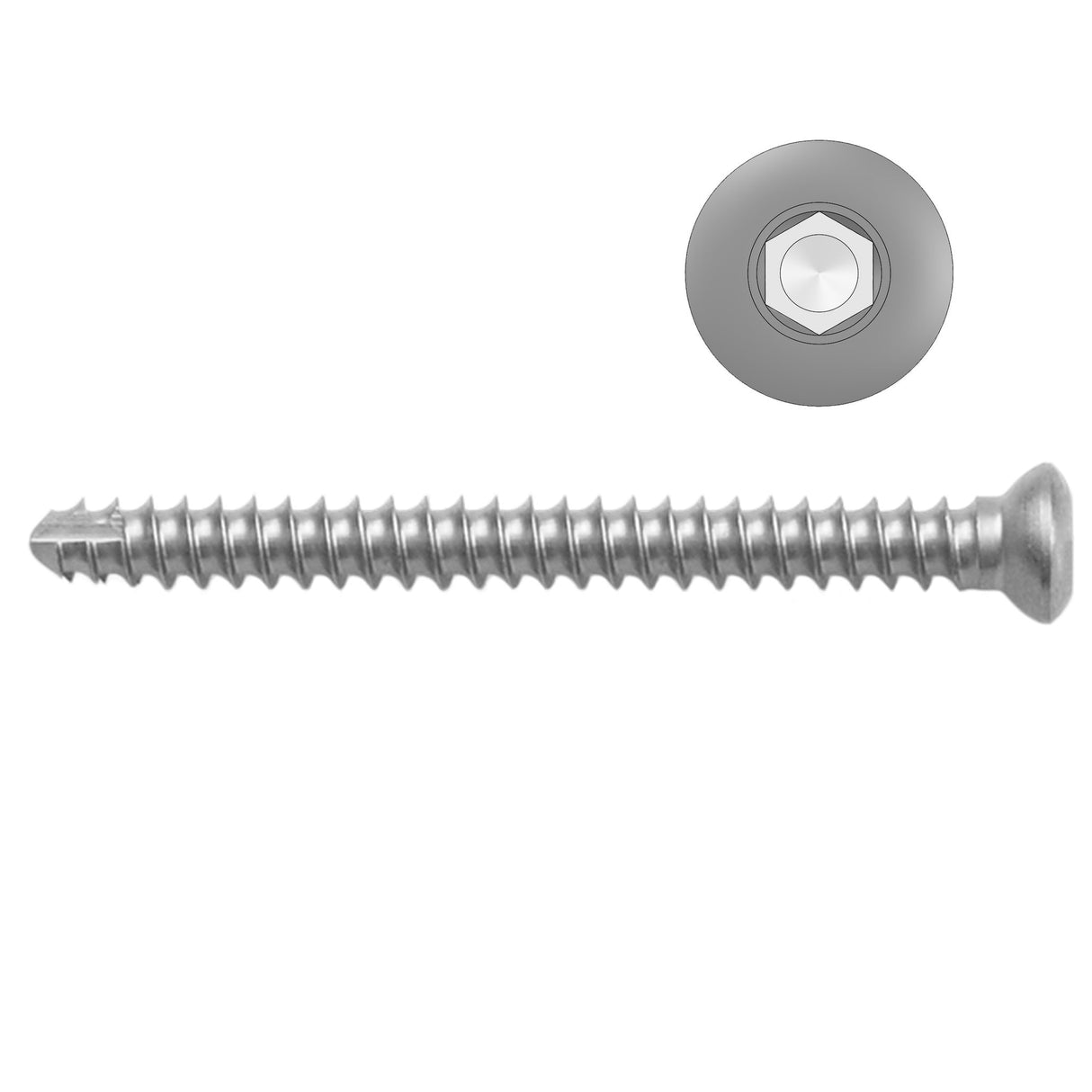 2.0mm Self-tapping Cortical Screws - Hexagonal Head - Stainless Steel (German Import) - Surgical SystemsCortical Screws