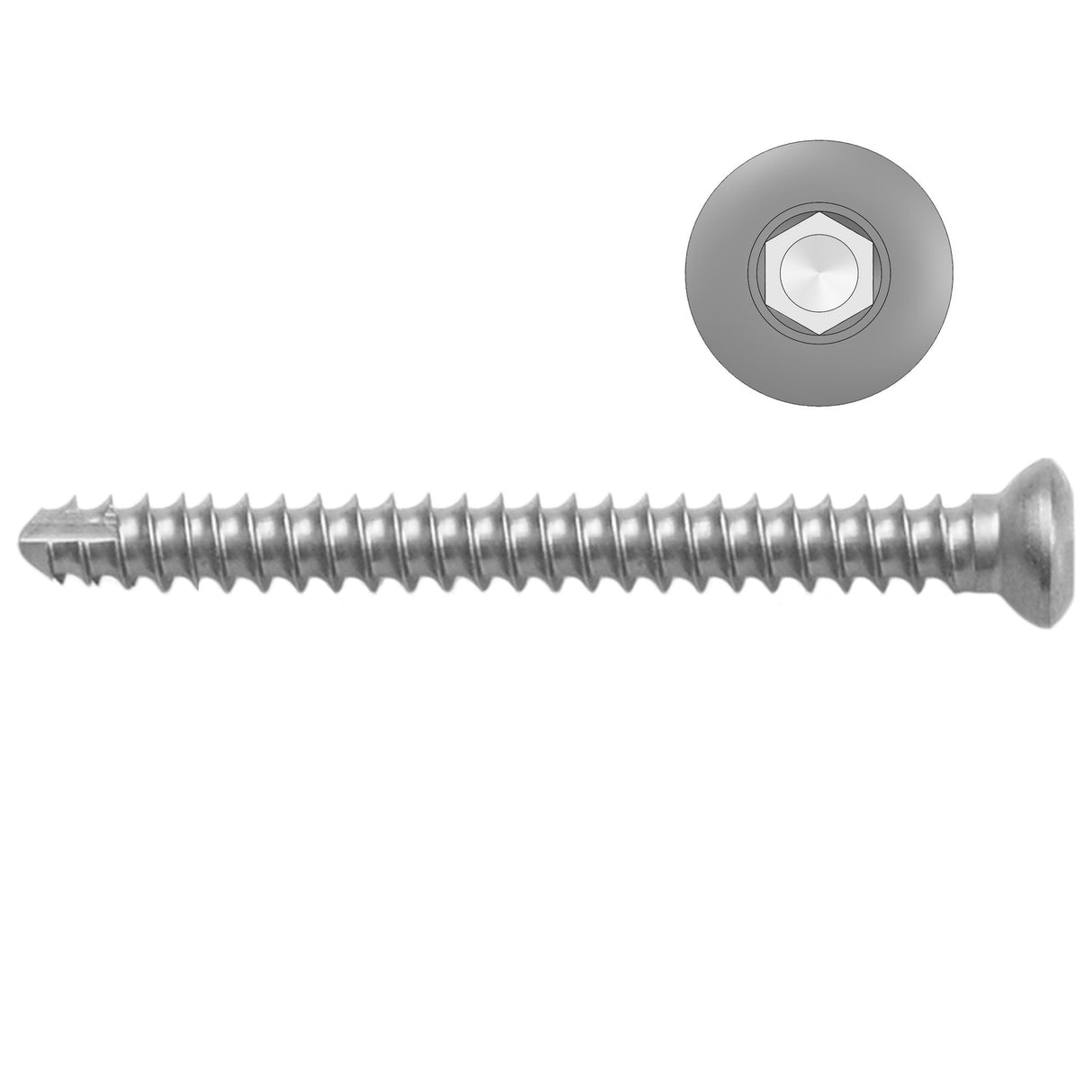 2.4mm Self-tapping Cortical Screws - Hexagonal Head - Stainless Steel (German Import) - Surgical SystemsCortical Screws