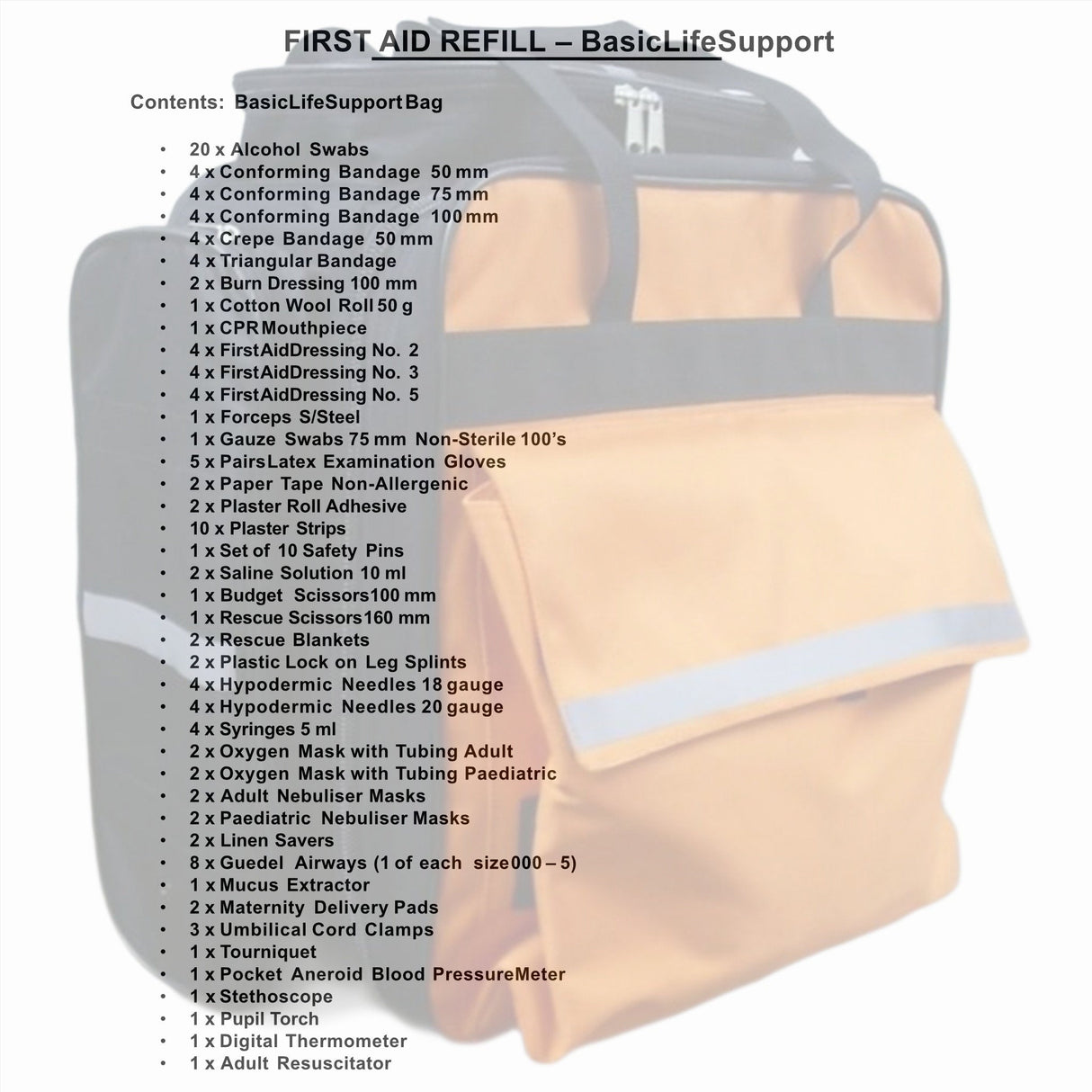 Paramedic Basic Life Support Bag (BLS) - Refill - Surgical SystemsFactory First Aid Kits