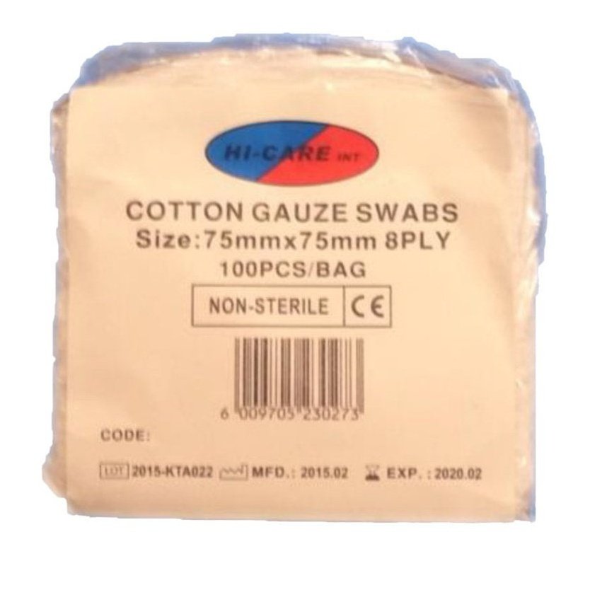 Cotton Gauze Swabs - Non-sterile 100's 8 ply MOQ: 50