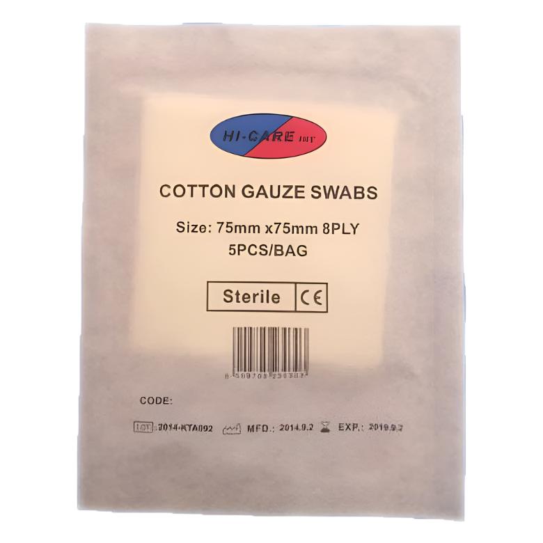 Cotton Gauze Swabs - Sterile (5's) 8 ply (MOQ: 50) - Surgical SystemsCotton gauze swabs