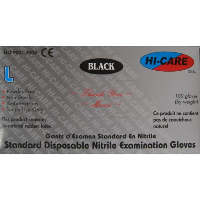 EXAMINATION GLOVES - BLACK NITRILE - POWDER FREE - BOX 100 - 5g weight - Surgical SystemsExamination Gloves