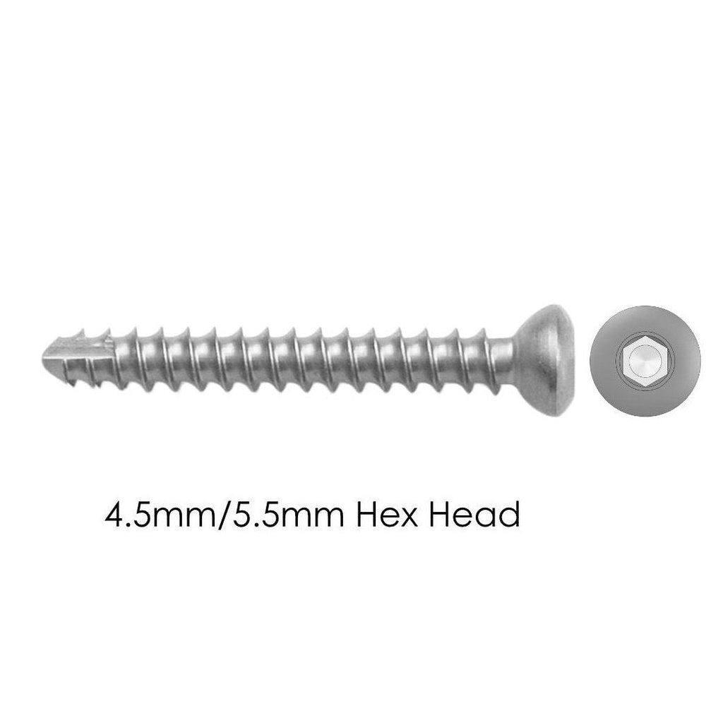 Cortical Self-tapping SS Screws - Hexagonal Head 4.5mm/5.5mm