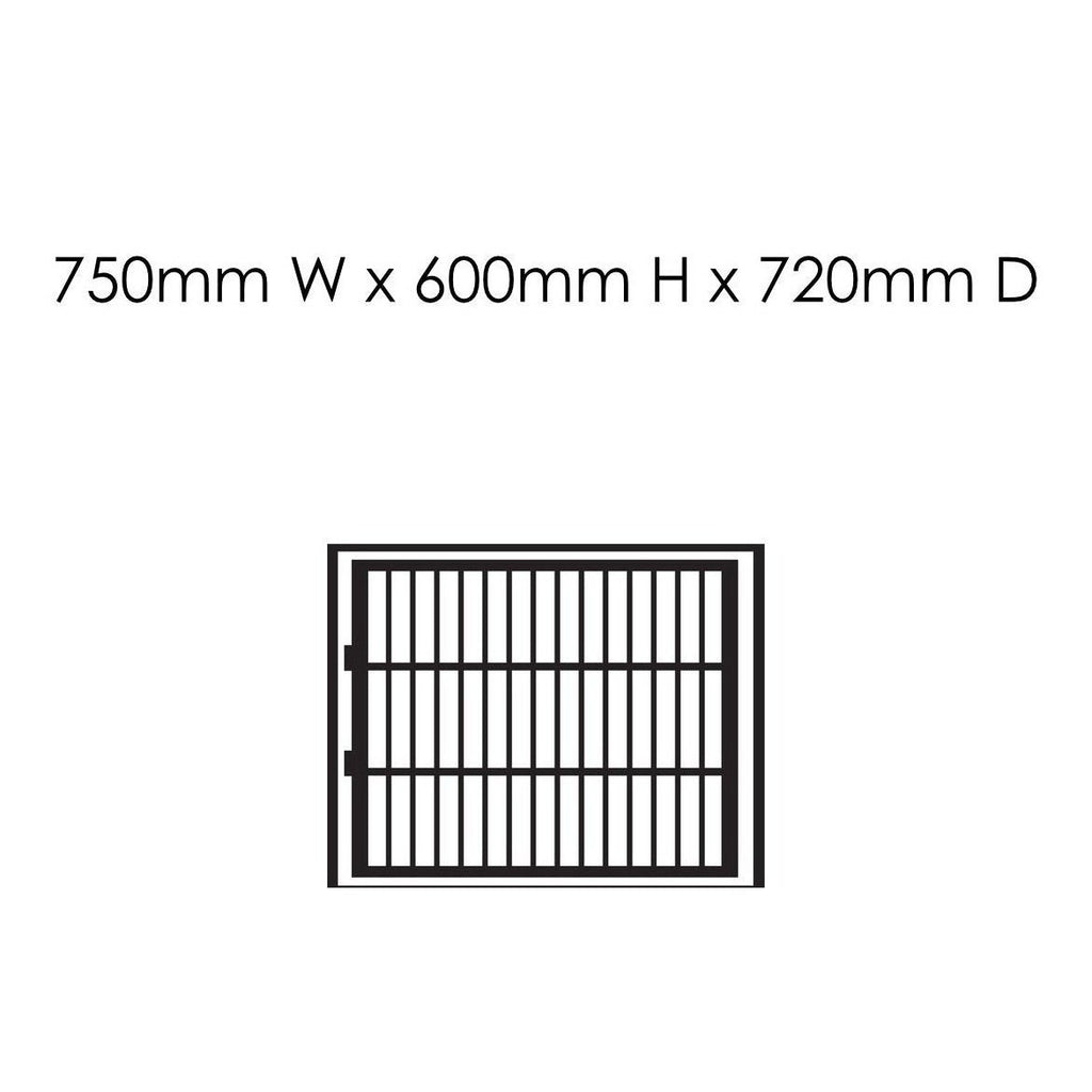 Single Door Stainless Steel Cage: 750mm W x 600mm H