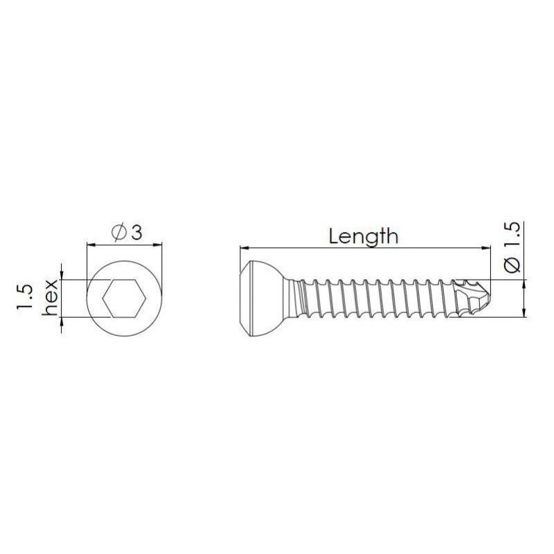 Cortical Screws 1.5mm - Self-Tapping - Titanium