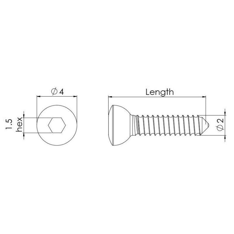 Cortical Screws 2.0mm - Self-Tapping - Titanium